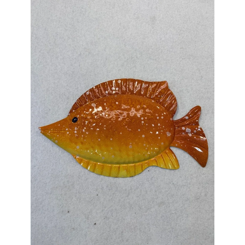 Set of 4 Colorful Metal Tropical Fish Wall Art 10.5in Coastal Nautical Decor